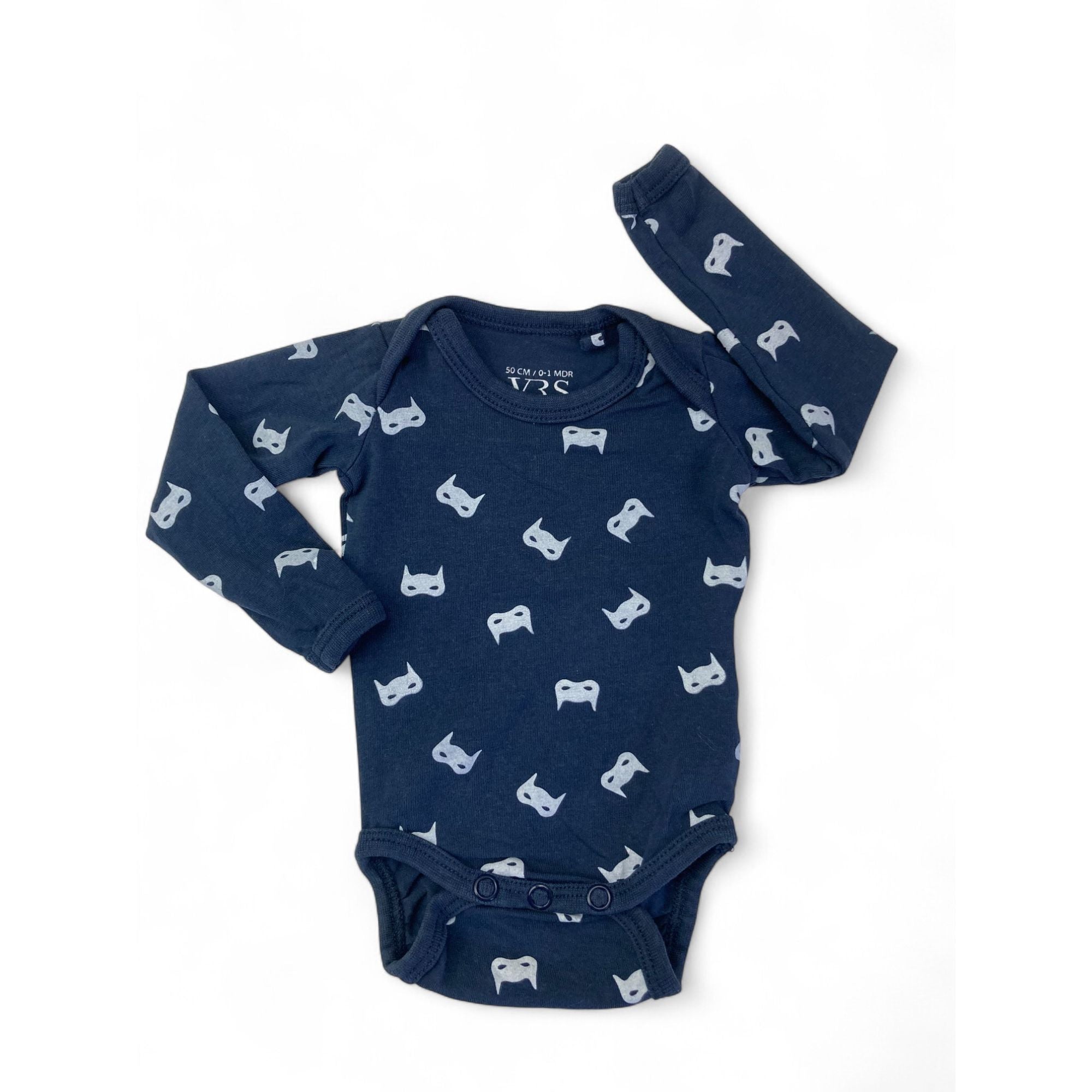 Newborn Dark Blue & White Batman Mask Bodysuit - VRS Mini