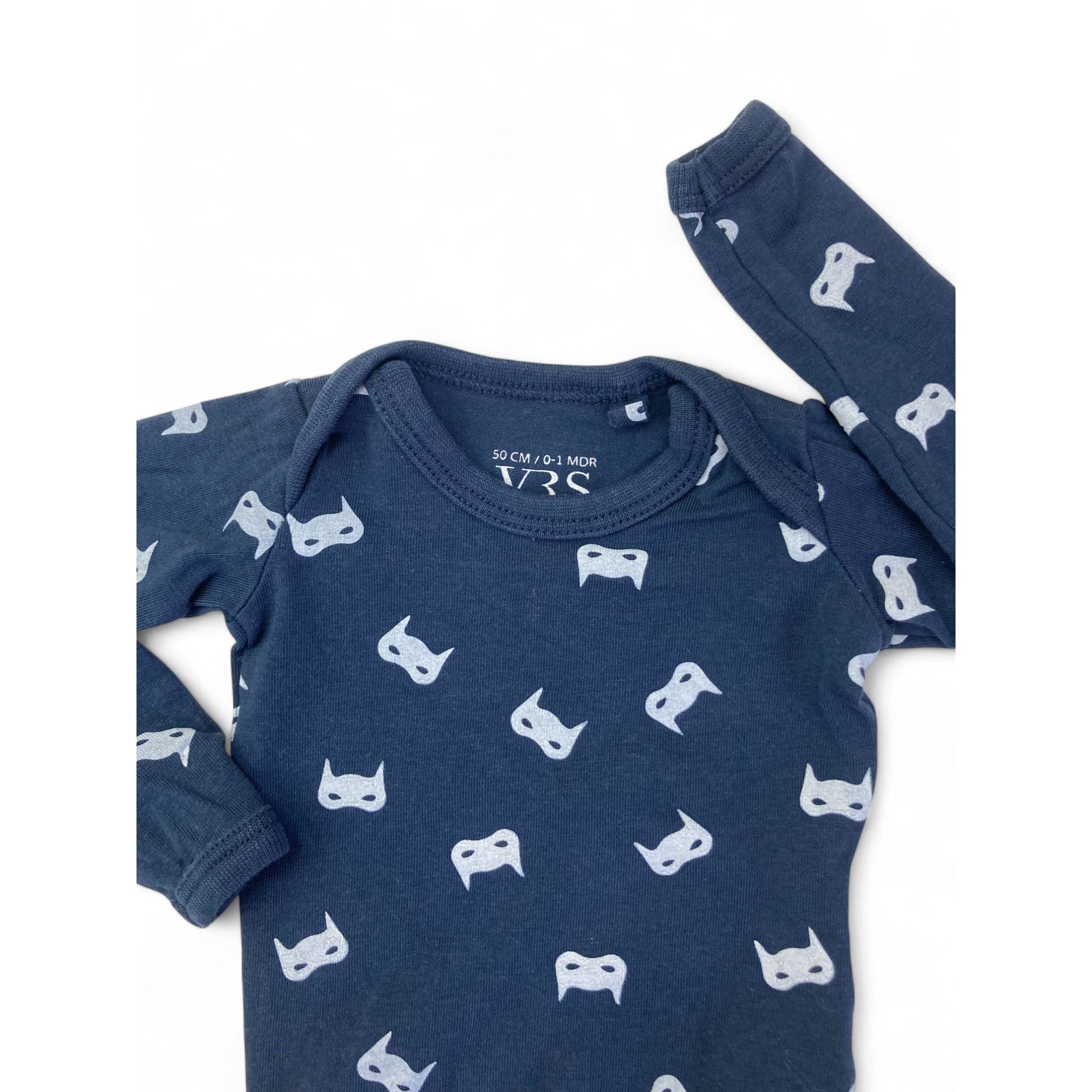 Newborn Dark Blue & White Batman Mask Bodysuit - VRS Mini
