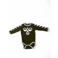 0-1M Olive Green & White Logo Long Sleeve Bodysuit - Hummel
