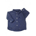 US 2-4M Navy Blue & White Grid Line Button Shirt - H&M