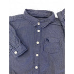 US 2-4M Navy Blue & White Grid Line Button Shirt - H&M