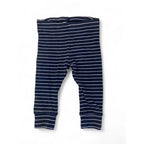 US 4-6M Navy Blue & White Striped Ribbed Leggings - H&M