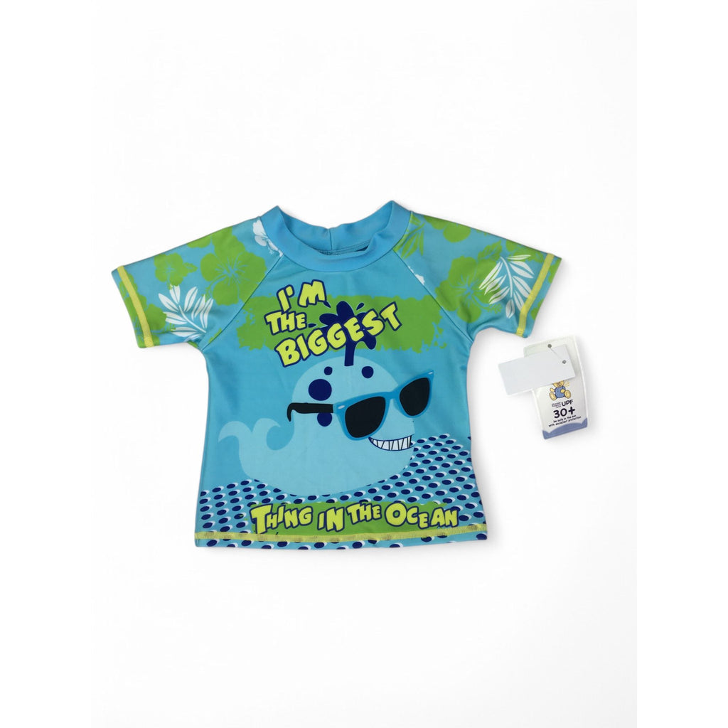 6-12M Blue-Green Whale Rashie Vest - Ackermans