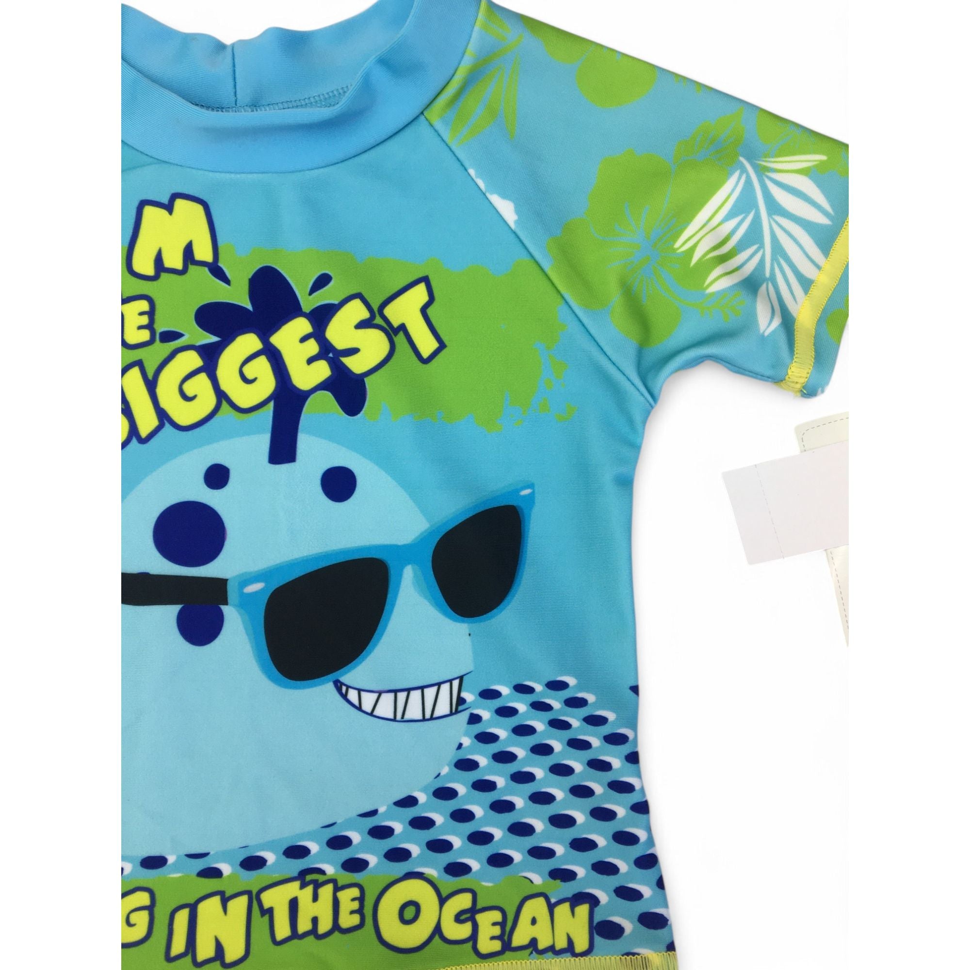 6-12M Blue-Green Whale Rashie Vest - Ackermans