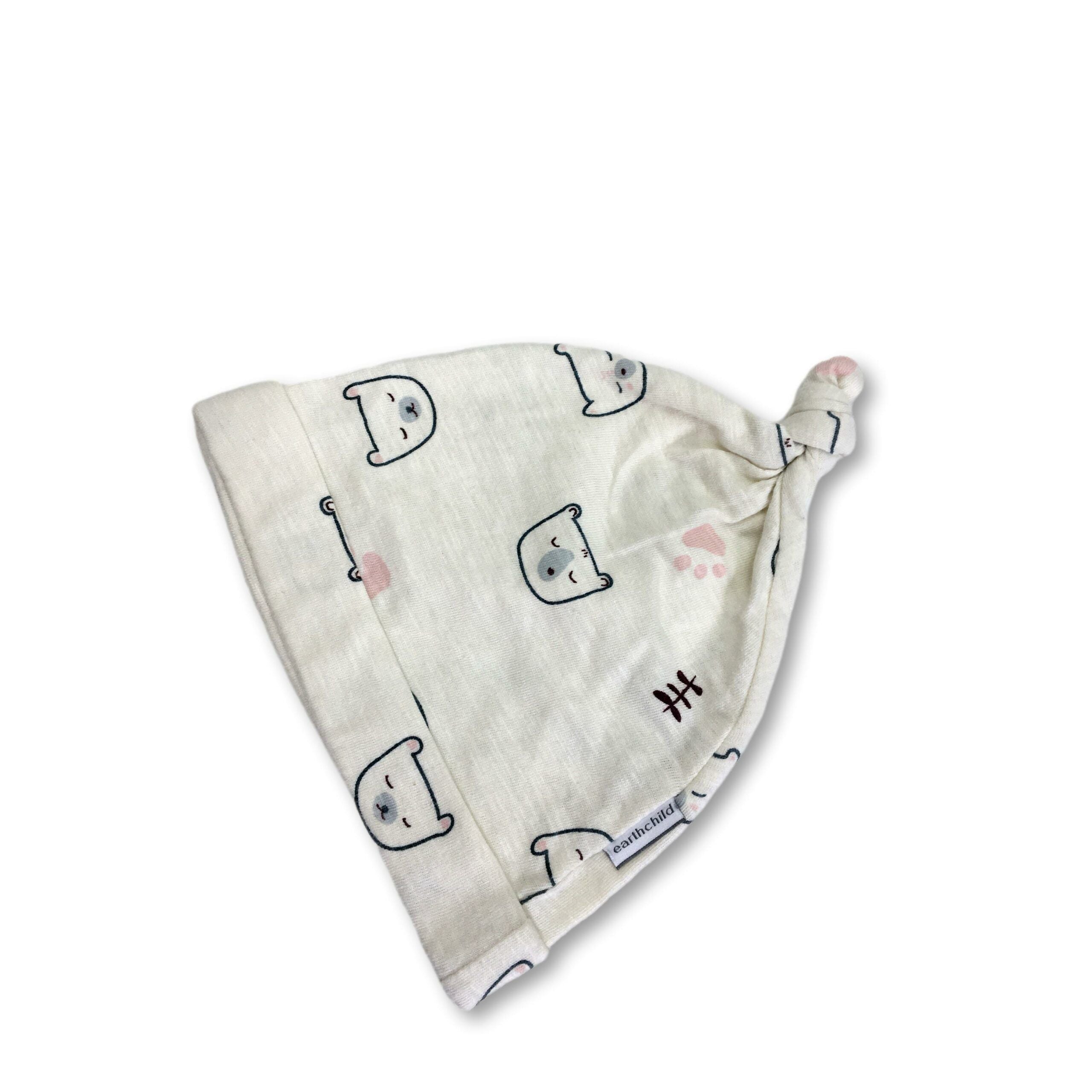 0-3M Cream Bear Knotted beanie - Earthchild