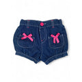 0-3M Blue Denim Shorts With Pink Bows - Cuddlesome