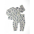0-3M White & Blue-Green Dinosaur Sleep Set - Jolly Tots