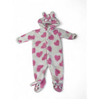 Newborn White & Pink Heart Fleece Snap Onesie - Jet
