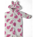Newborn White & Pink Heart Fleece Snap Onesie - Jet
