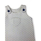 3-6M White & Navy Blue Dotted Quilted Pinafore Dress - Woolworths