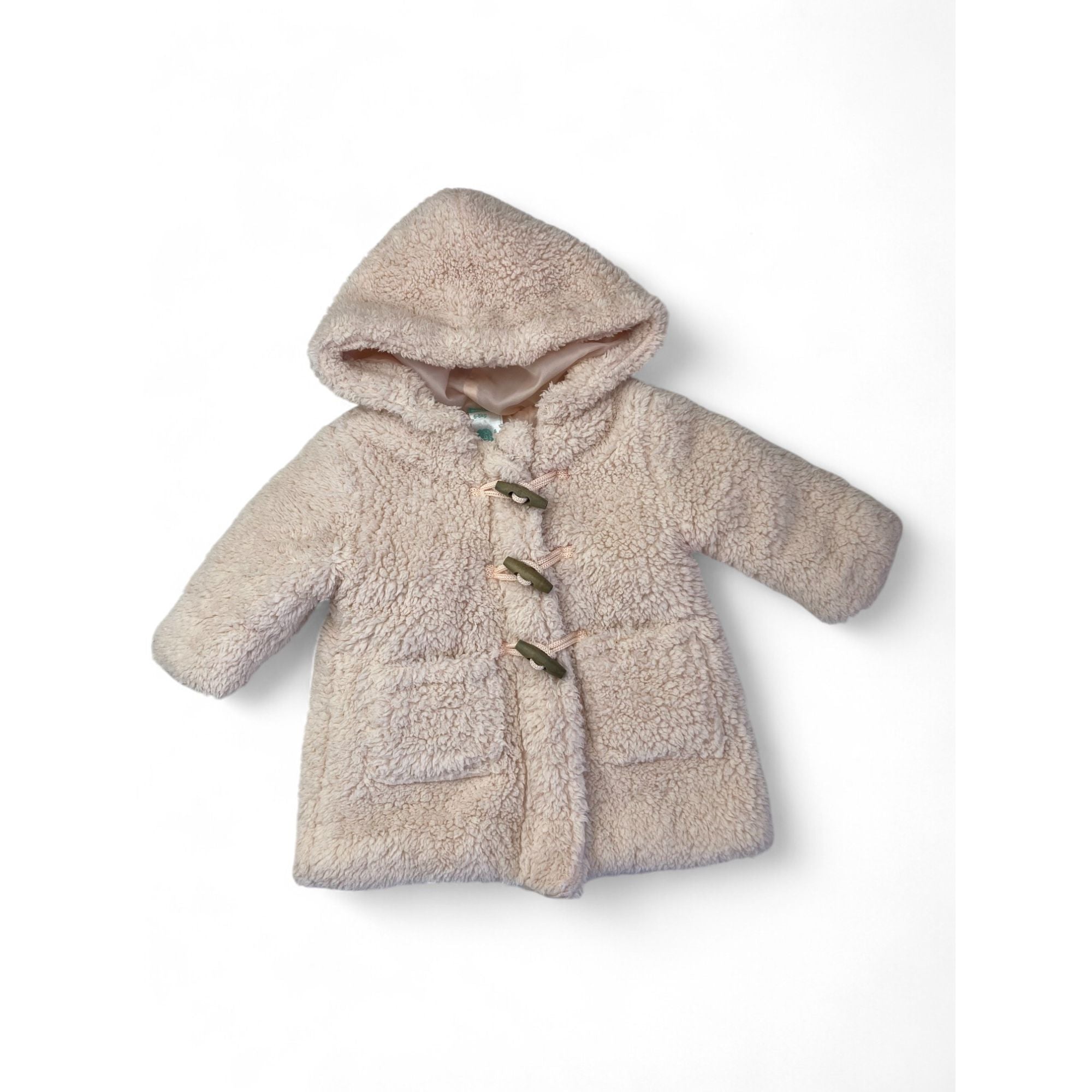 3-6M Light Pink Teddy Fleece Toggle Button Jacket - Ackermans