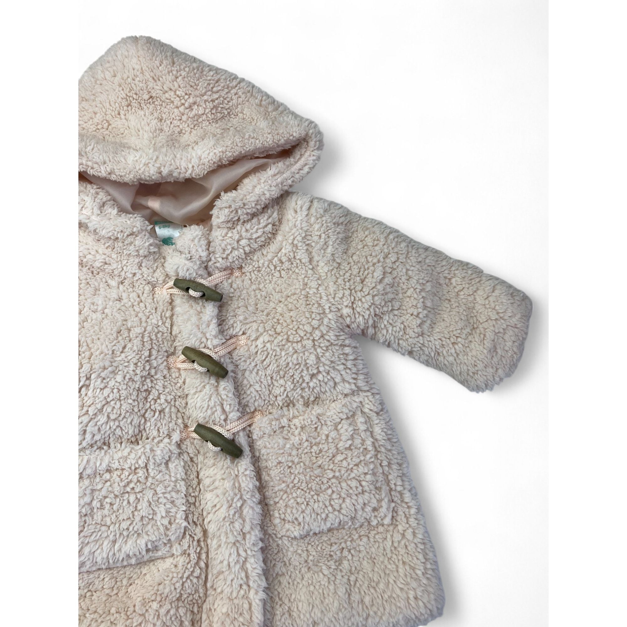 3-6M Light Pink Teddy Fleece Toggle Button Jacket - Ackermans