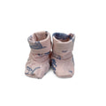Newborn Light Pink & Grey Fabric Booties  - Keedo