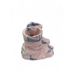 Newborn Light Pink & Grey Fabric Booties  - Keedo