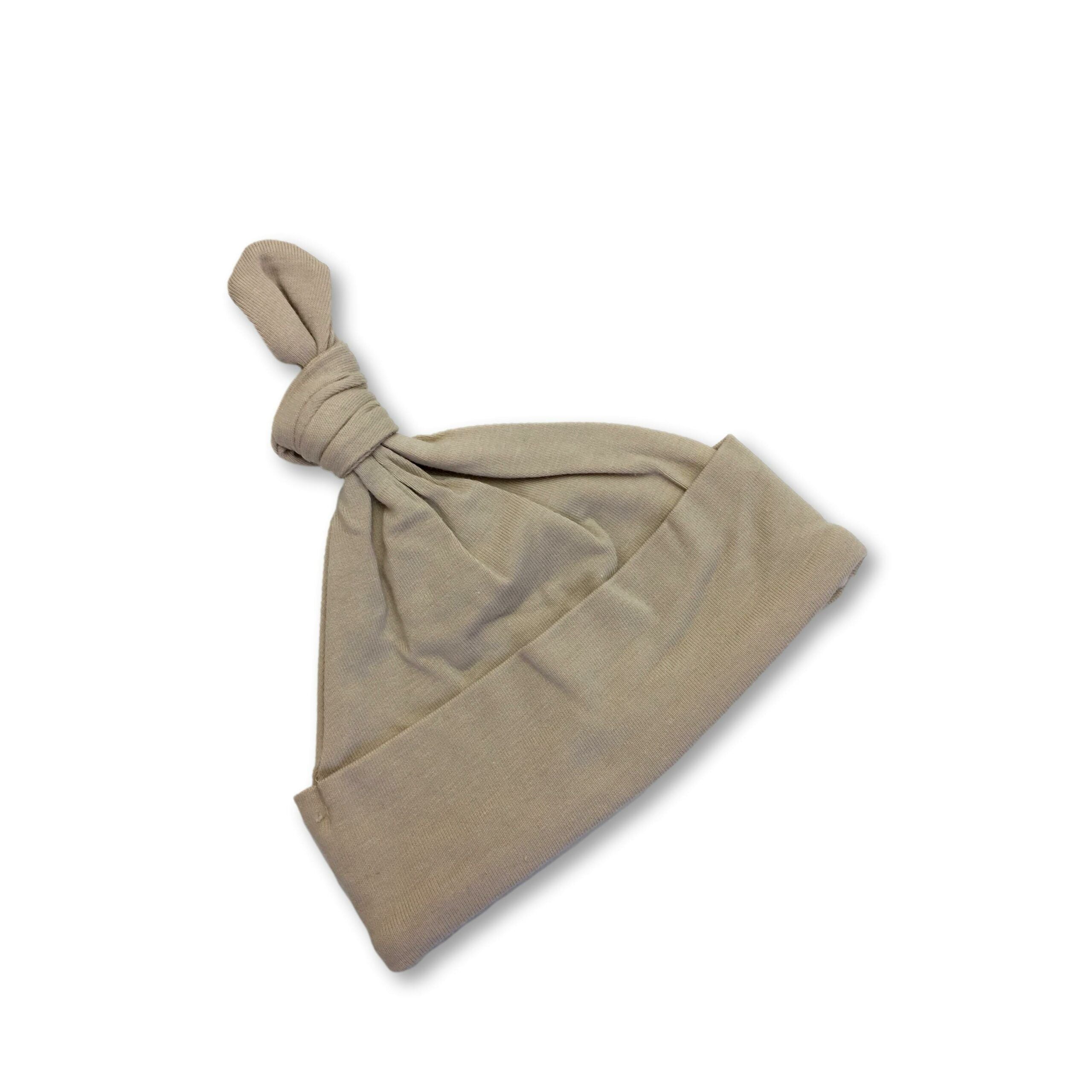 0-3M Beige Knotted Cotton Beanie