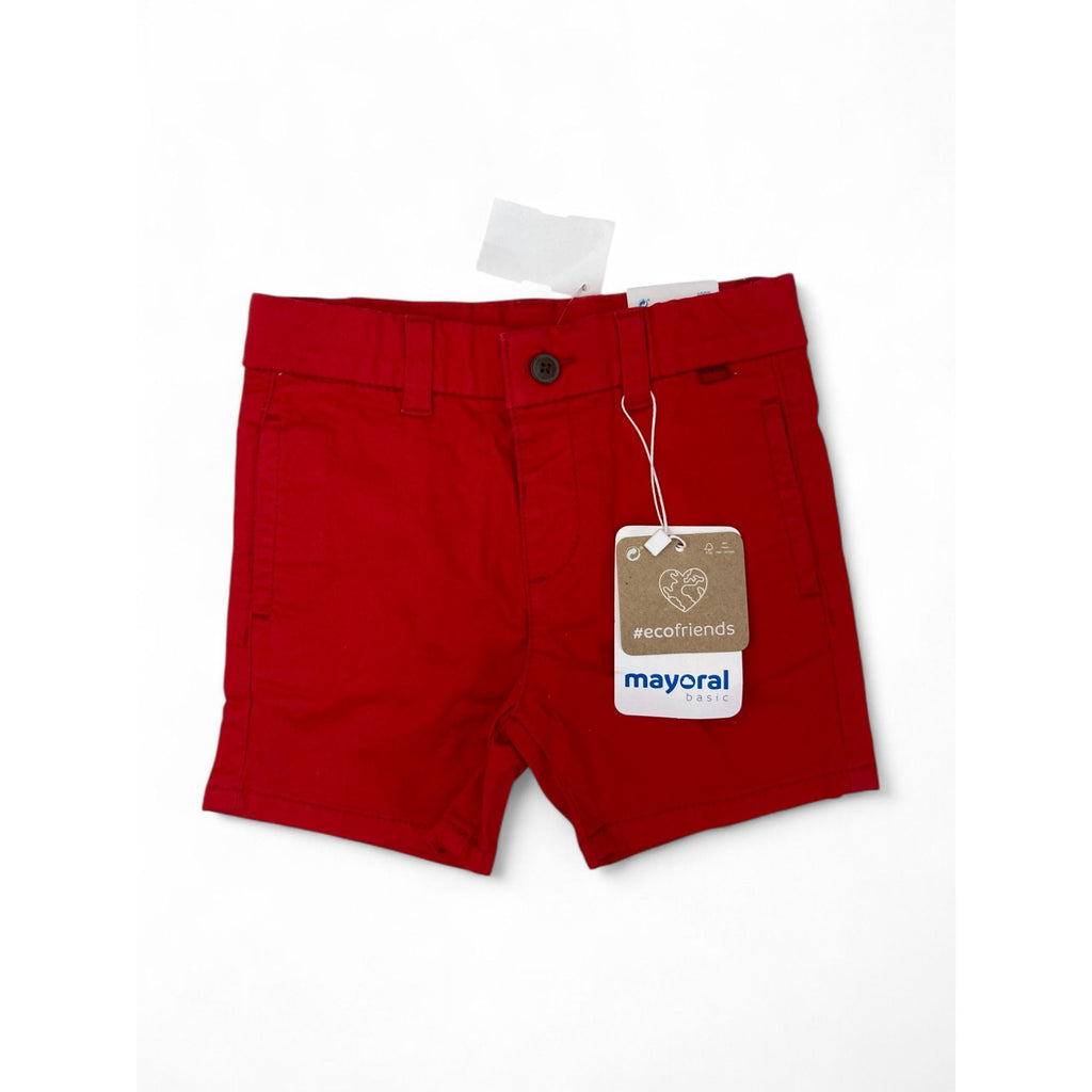 9M Red Cotton Adjustable Waistband Shorts - Mayoral