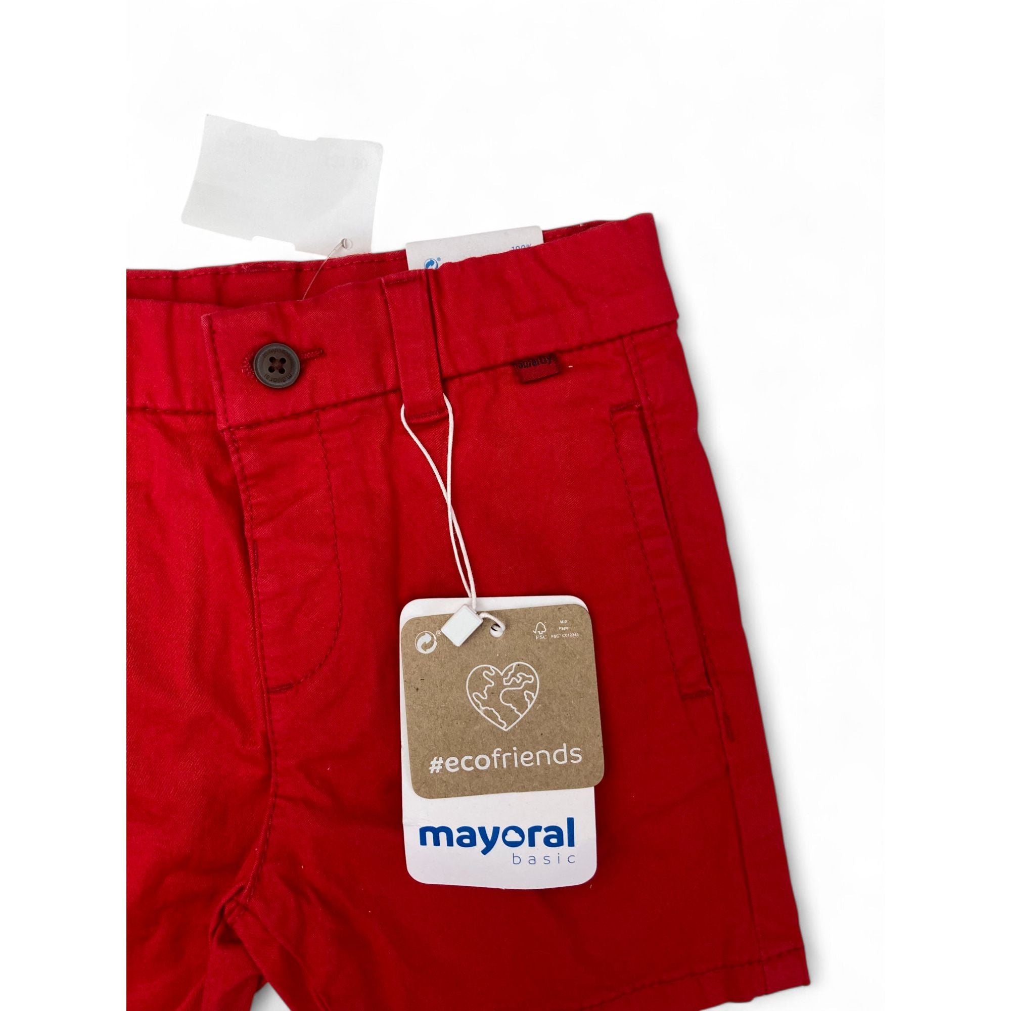 9M Red Cotton Adjustable Waistband Shorts - Mayoral