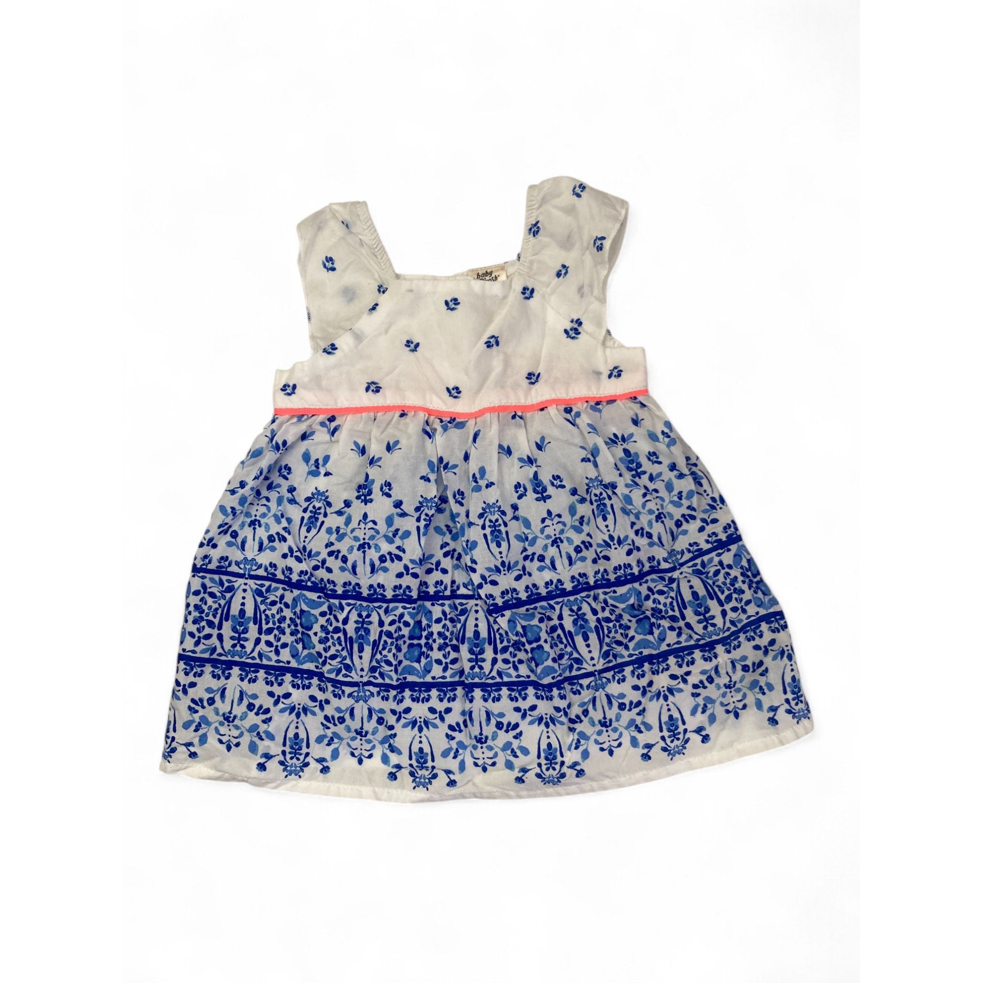 3M White & Blue Floral Babydoll Dress - Baby B'Gosh