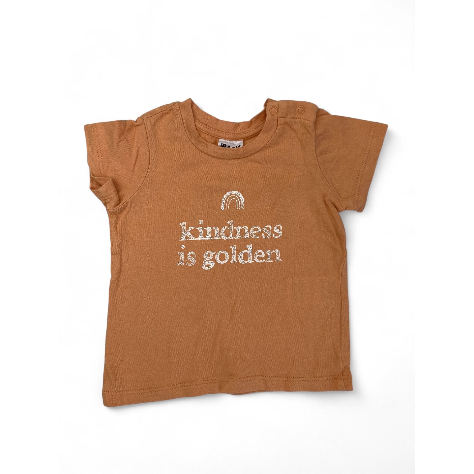 3-6M Tangerine Orange "Kindness is Golden" T Shirt - Cotton On