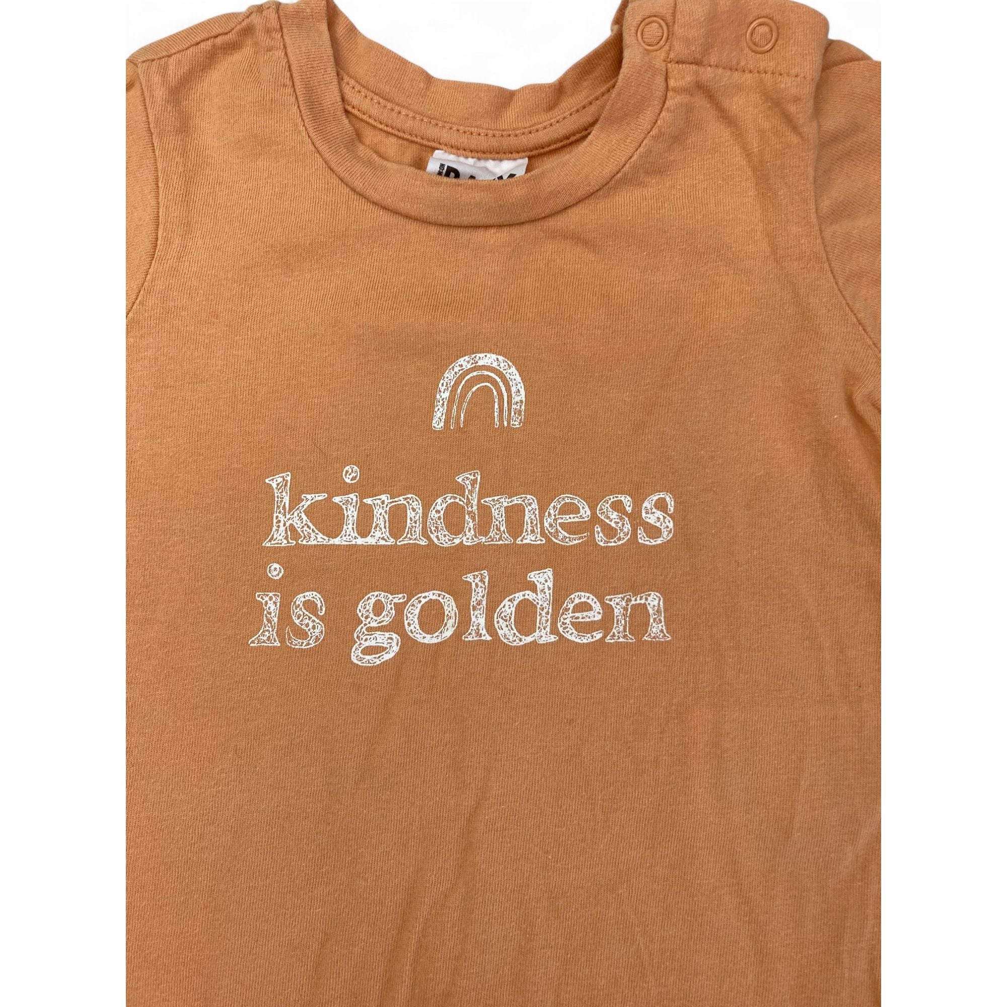 3-6M Tangerine Orange "Kindness is Golden" T Shirt - Cotton On