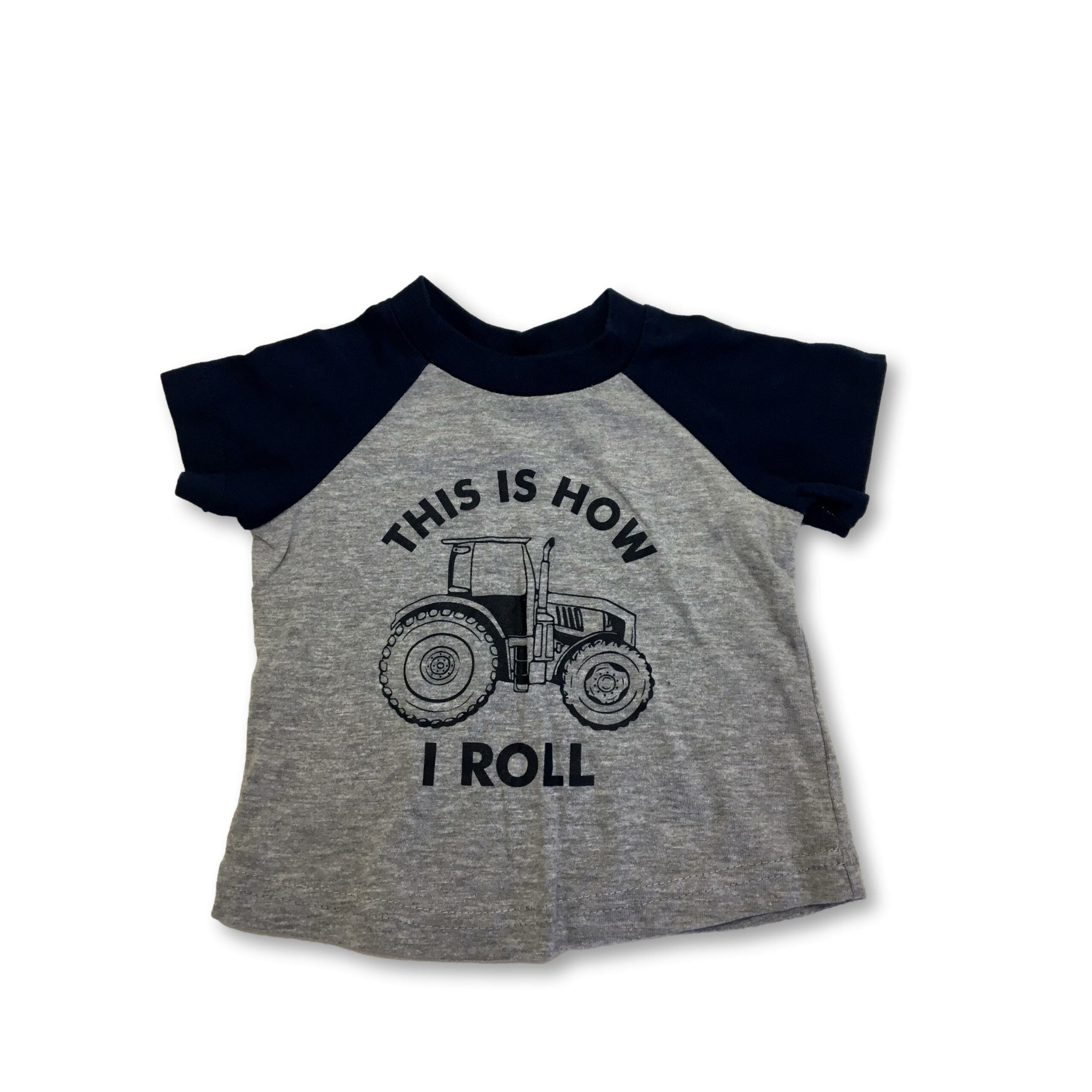 0-3M Grey & Navy "This Is How I Roll" T-shirt - OneTwoThree