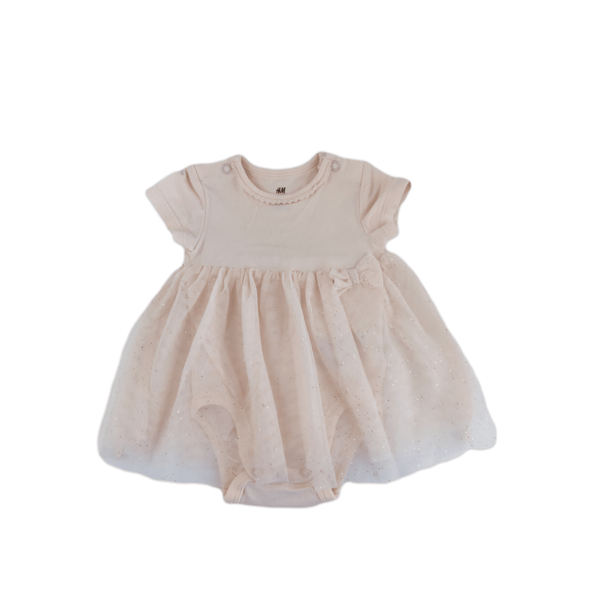 US 0-1M Summer Light Pink Glitter Tulle Bodysuit - H&M