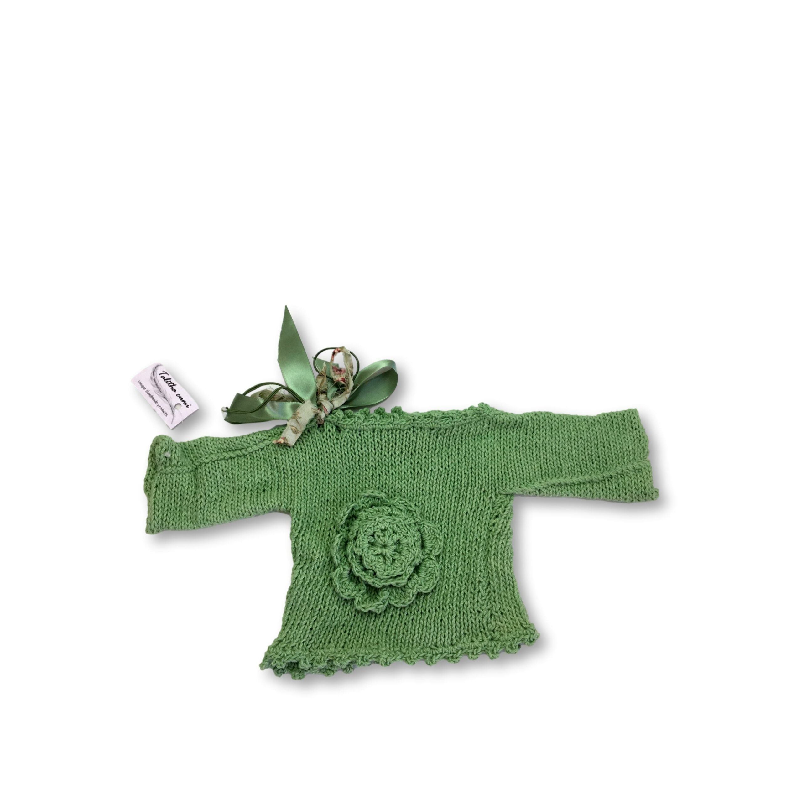 *NEW* Newborn Green Knitted Boat Neck Sweater - Talitha Cumi