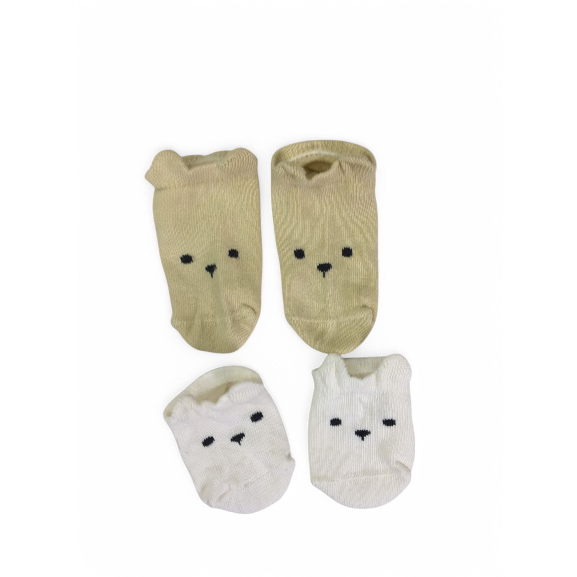 NB Light Yellow & Cream Cat Socks