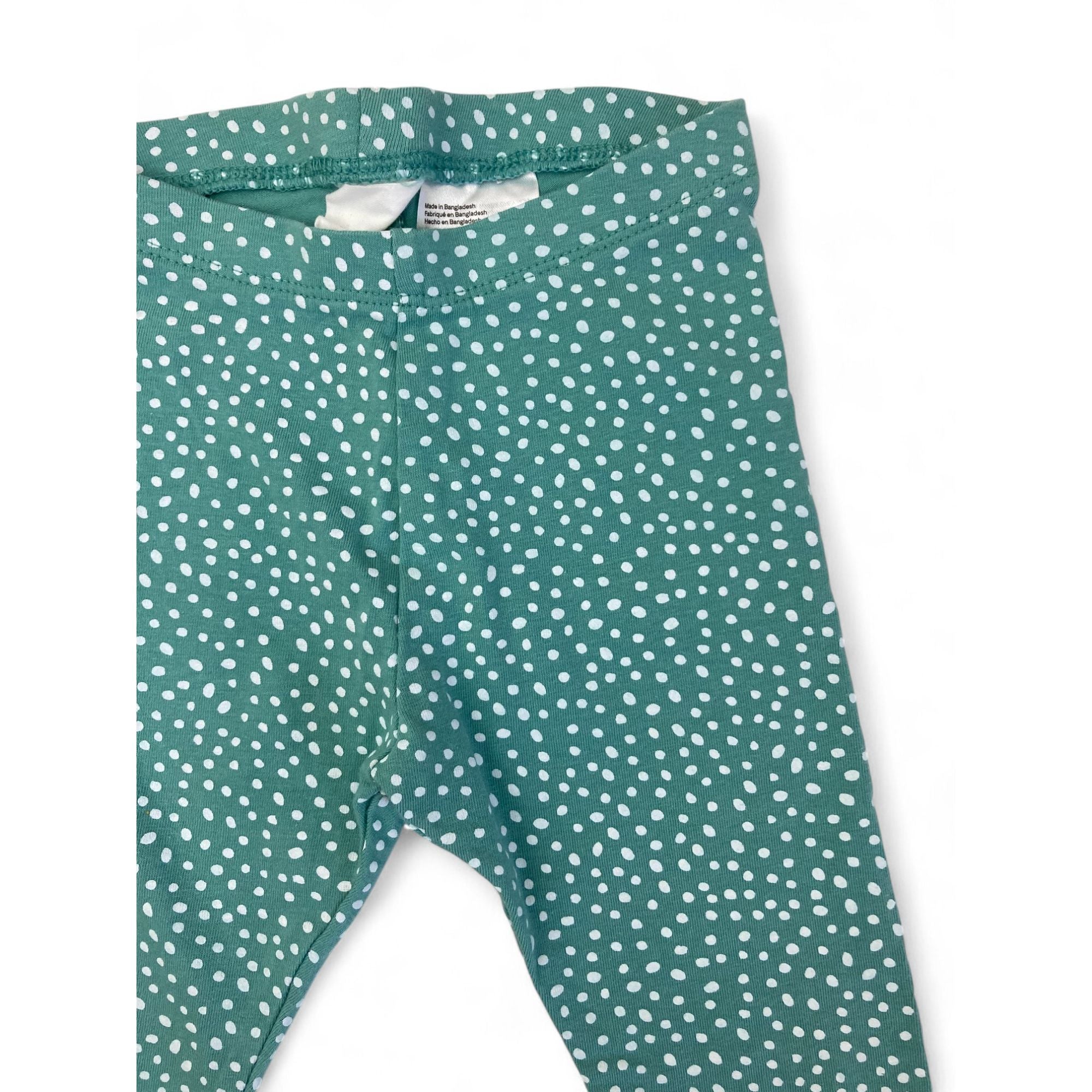 US 6-9M Teal & White Dotted Leggings - H&M