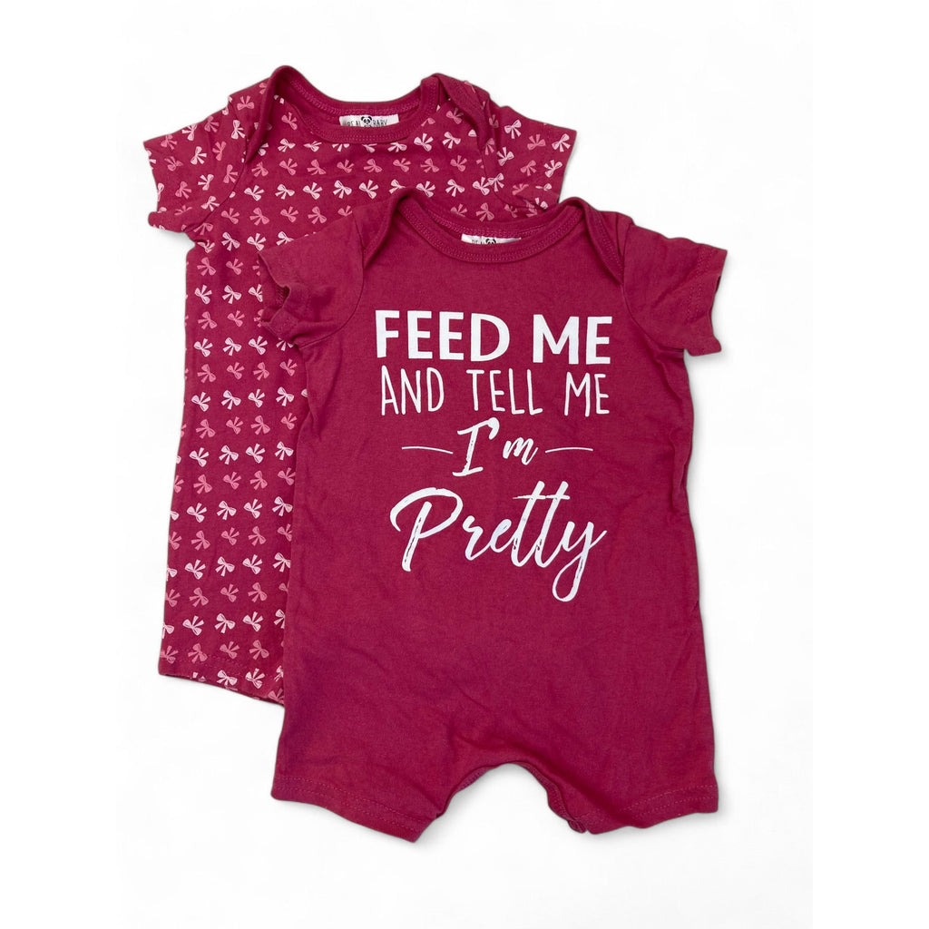 0-3M Magenta Set Of Two Rompers - Real