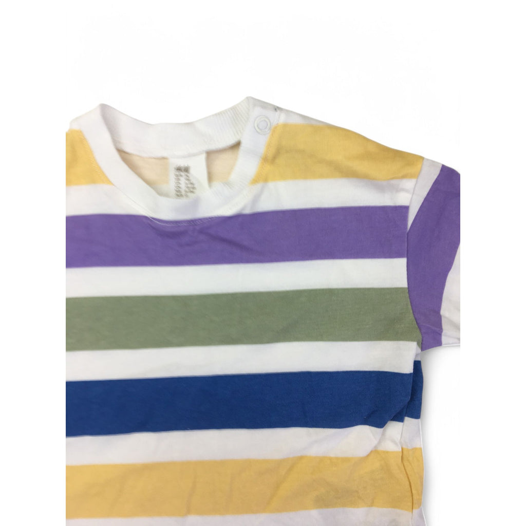 UK 6-9M Cream, Yellow, Purple & Green Stripe T Shirt - H&M