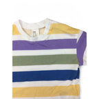 UK 6-9M Cream, Yellow, Purple & Green Stripe T Shirt - H&M