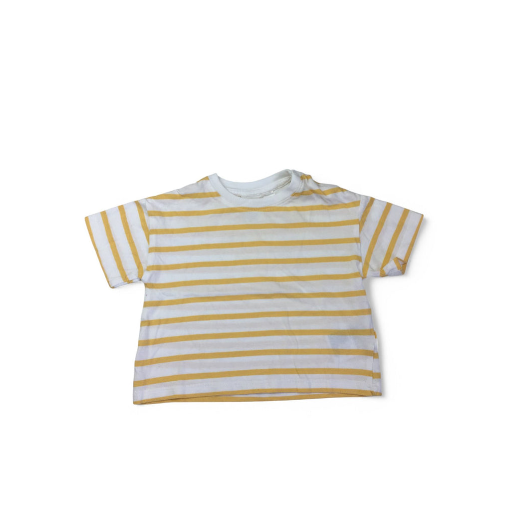 UK 4-6M Yellow & White Stripe Loose T Shirt - H&M