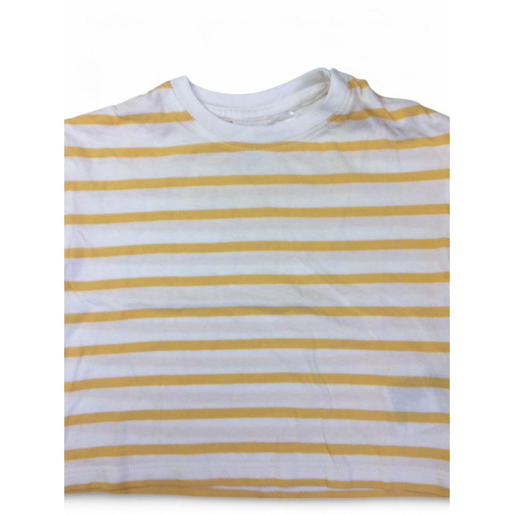 UK 4-6M Yellow & White Stripe Loose T Shirt - H&M