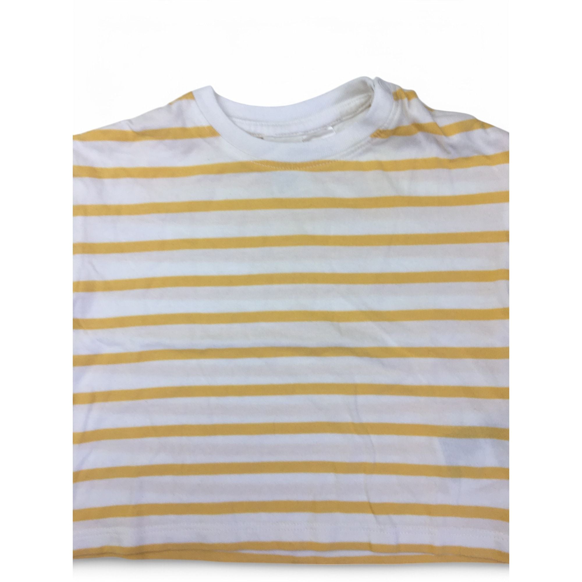 UK 4-6M Yellow & White Stripe Loose T Shirt - H&M
