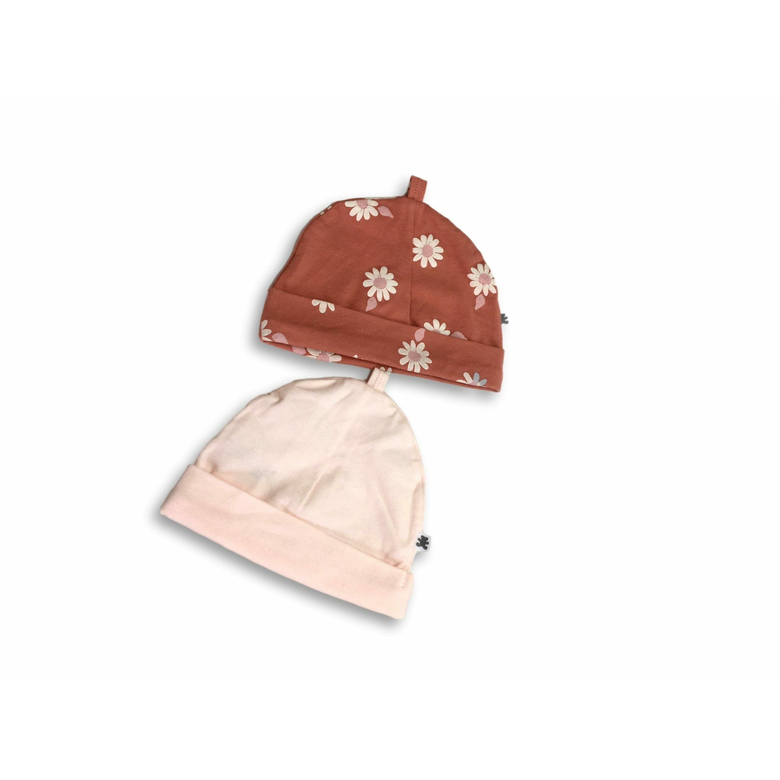 3-6M Set of Two Pink & Daisy Beanies - Woolworths