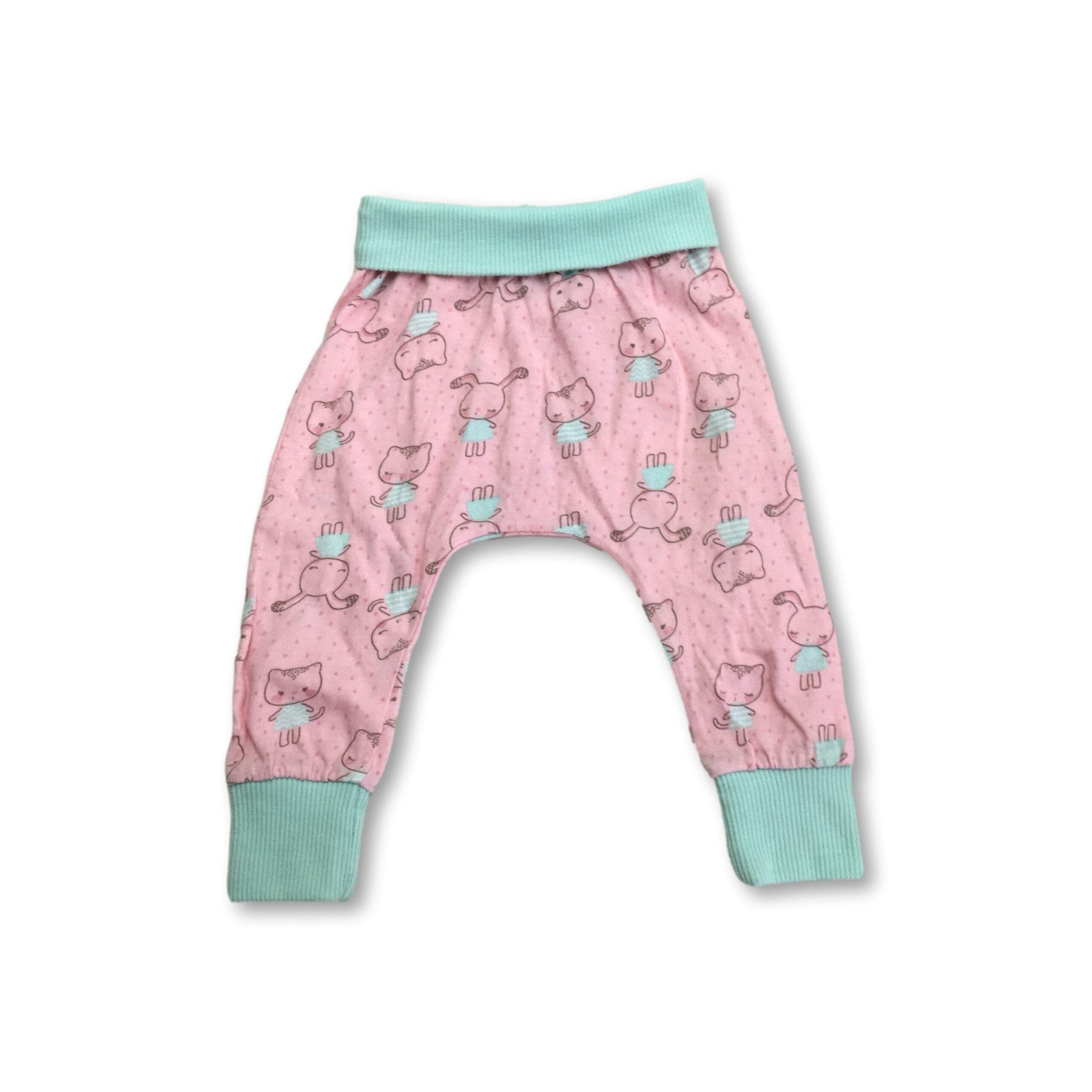 3-6M Pink & Mint Cat Leggings - Speku