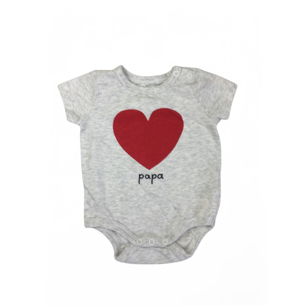 0-3M Greige Melange Heart "Papa" Bodysuit - Cotton On