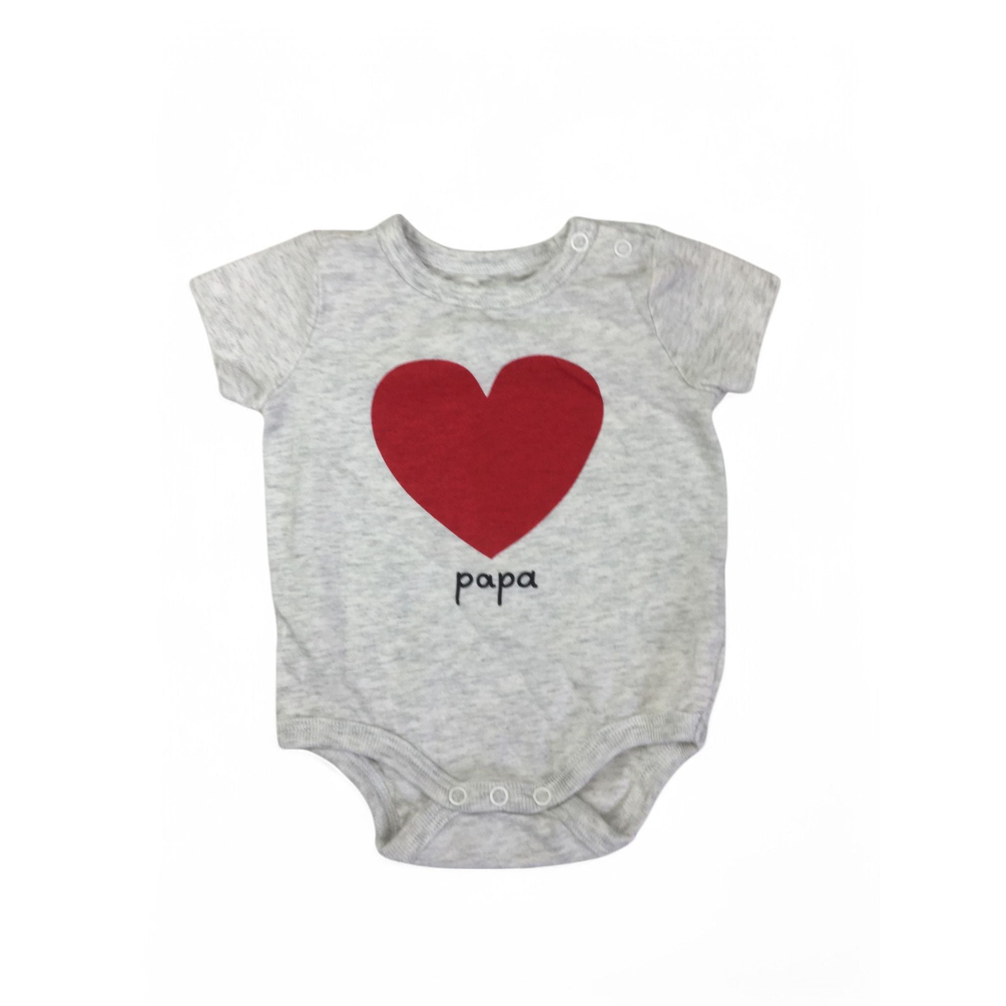0-3M Greige Melange Heart "Papa" Bodysuit - Cotton On