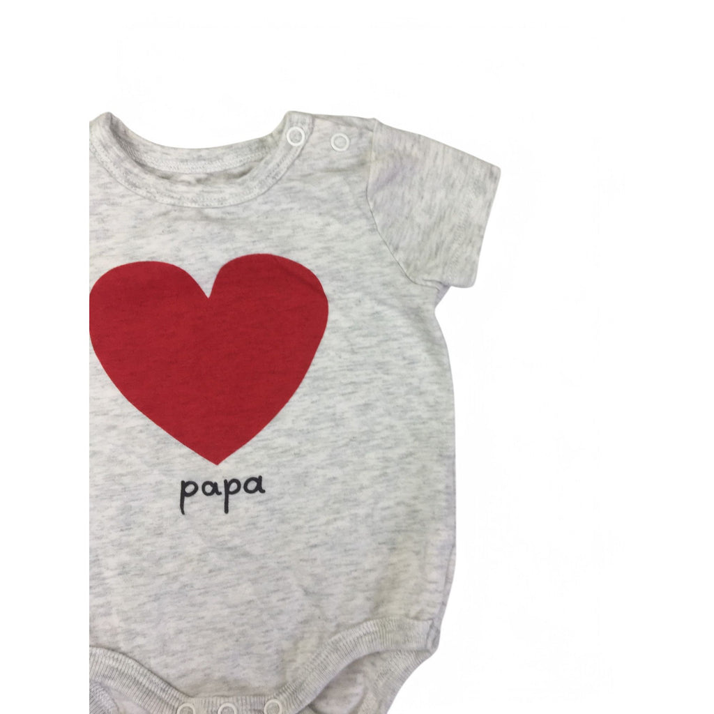 0-3M Greige Melange Heart "Papa" Bodysuit - Cotton On