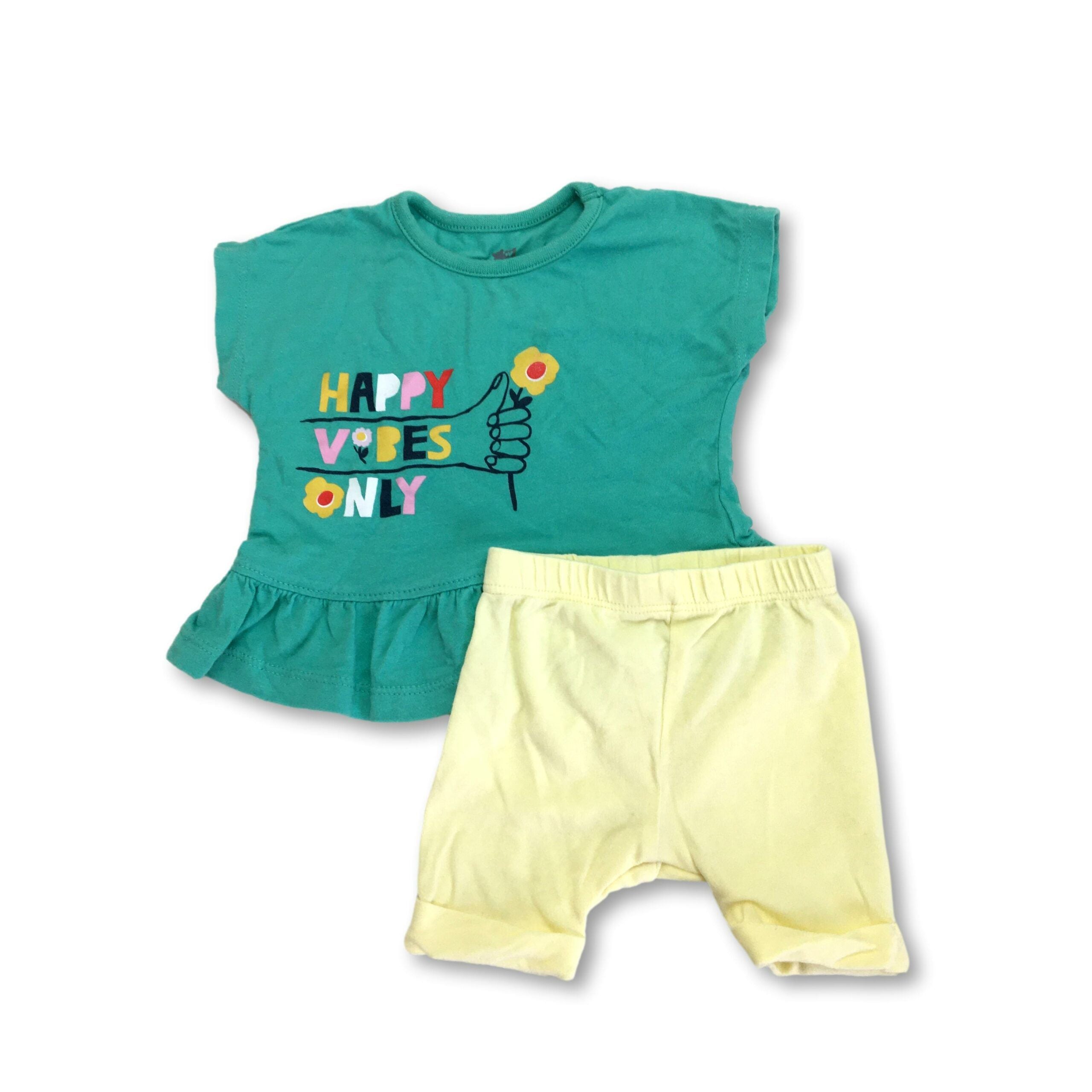 1-3M Green & Yellow Peplum & Bicycle Shorts - Woolworths