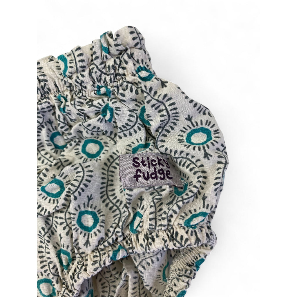 6-12M Cream & Blue Cotton Bloomer - Sticky Fudge