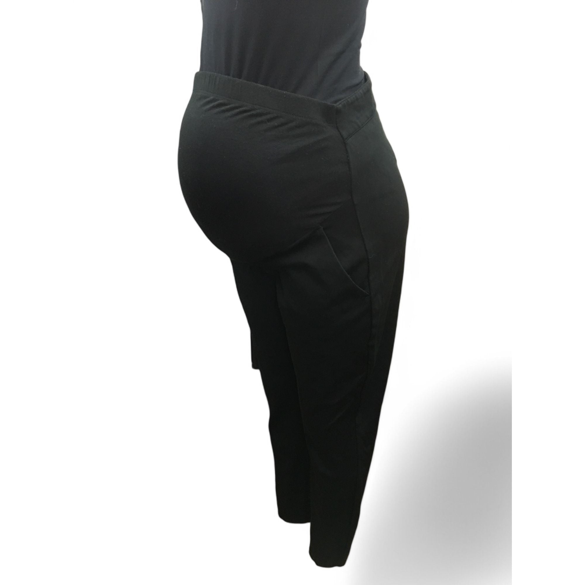 UK 14 - Black Straight Viscose Maternity Work Pants - Seraphine