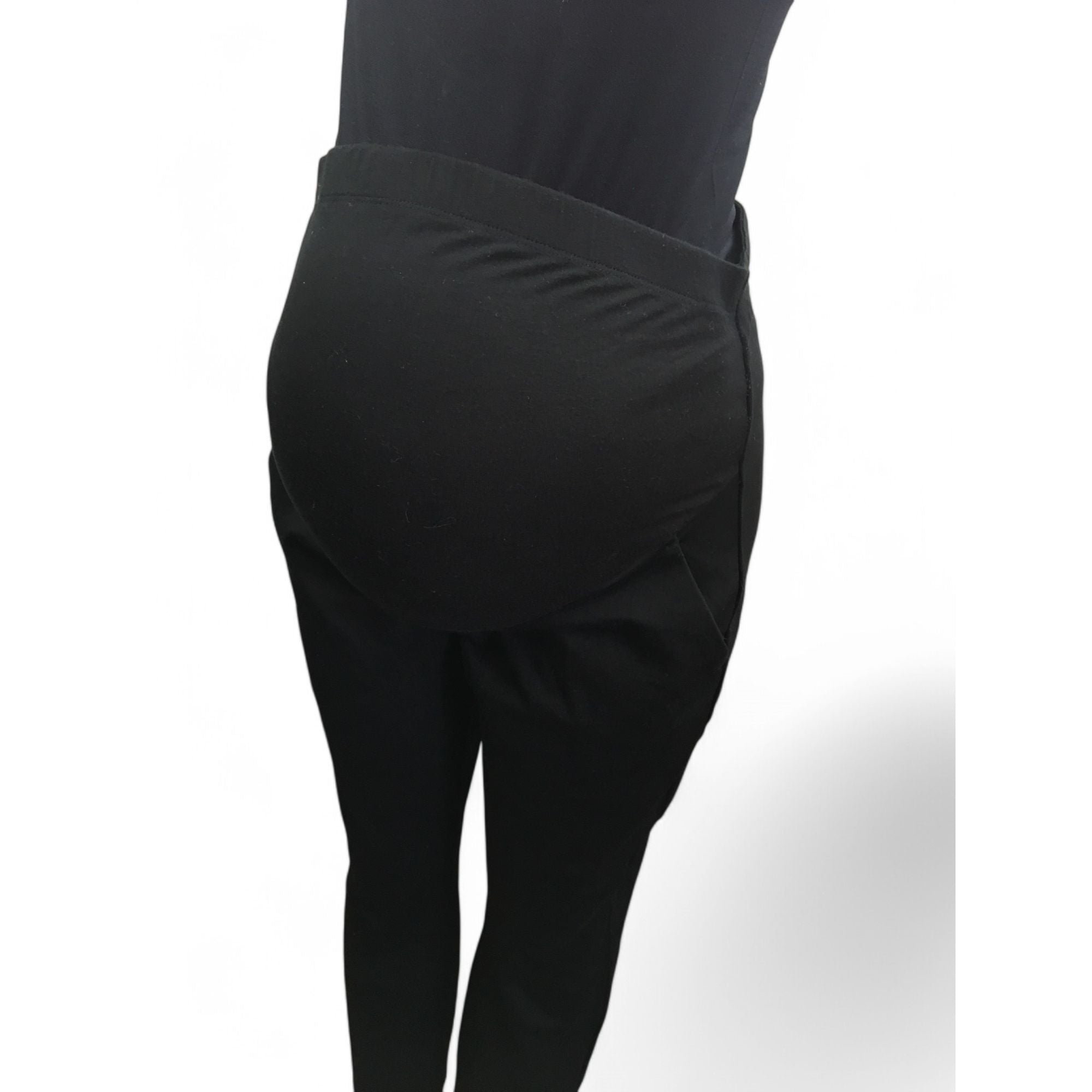 UK 14 - Black Straight Viscose Maternity Work Pants - Seraphine