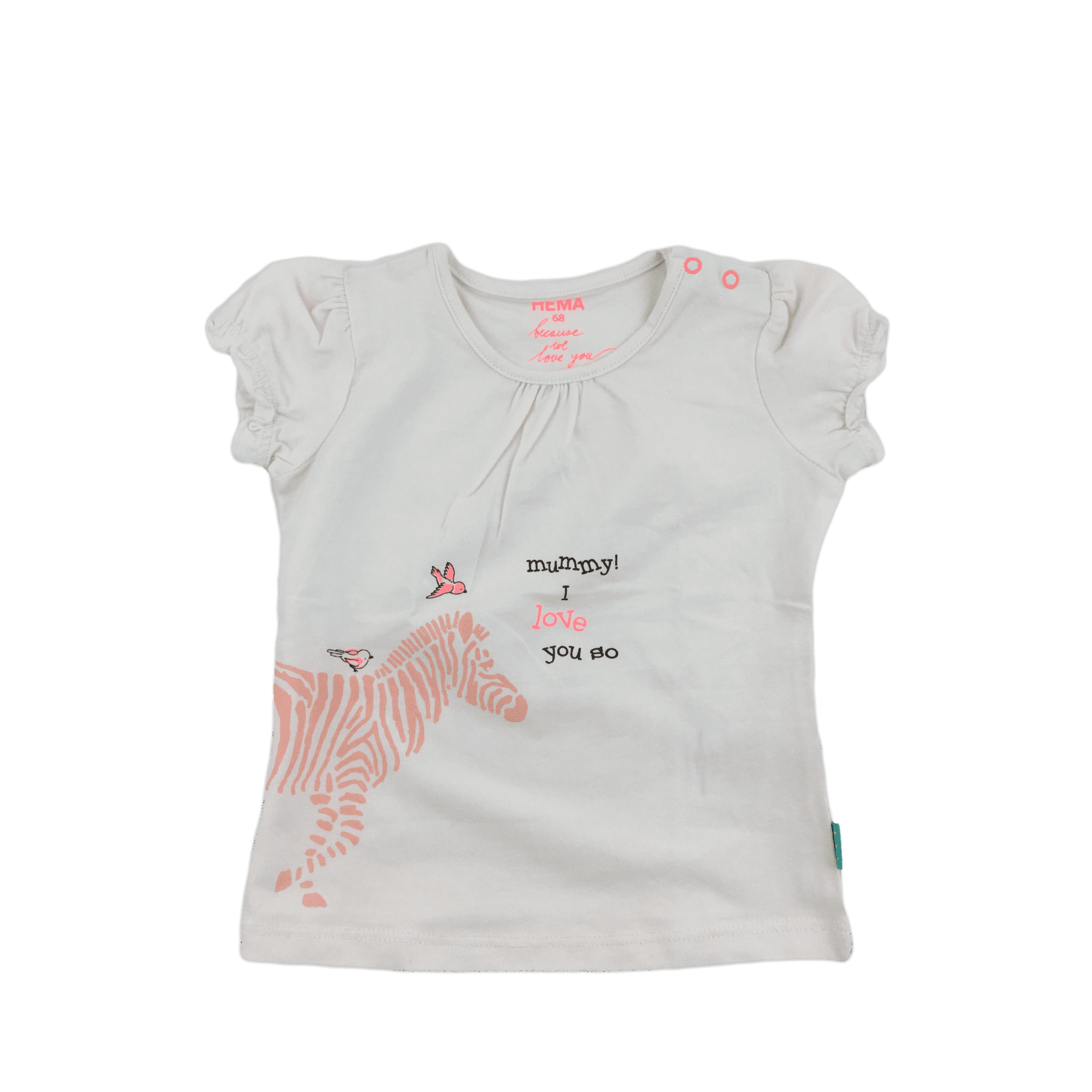 3-6M White & Pink Zebra Top - Hema