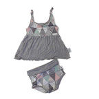 3-6M Grey Pastel Strappy Peplum Top & Bloomer - Pikkie Kids Baby Wear