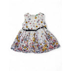 6-12M White Floral Belted Dress - Ackermans
