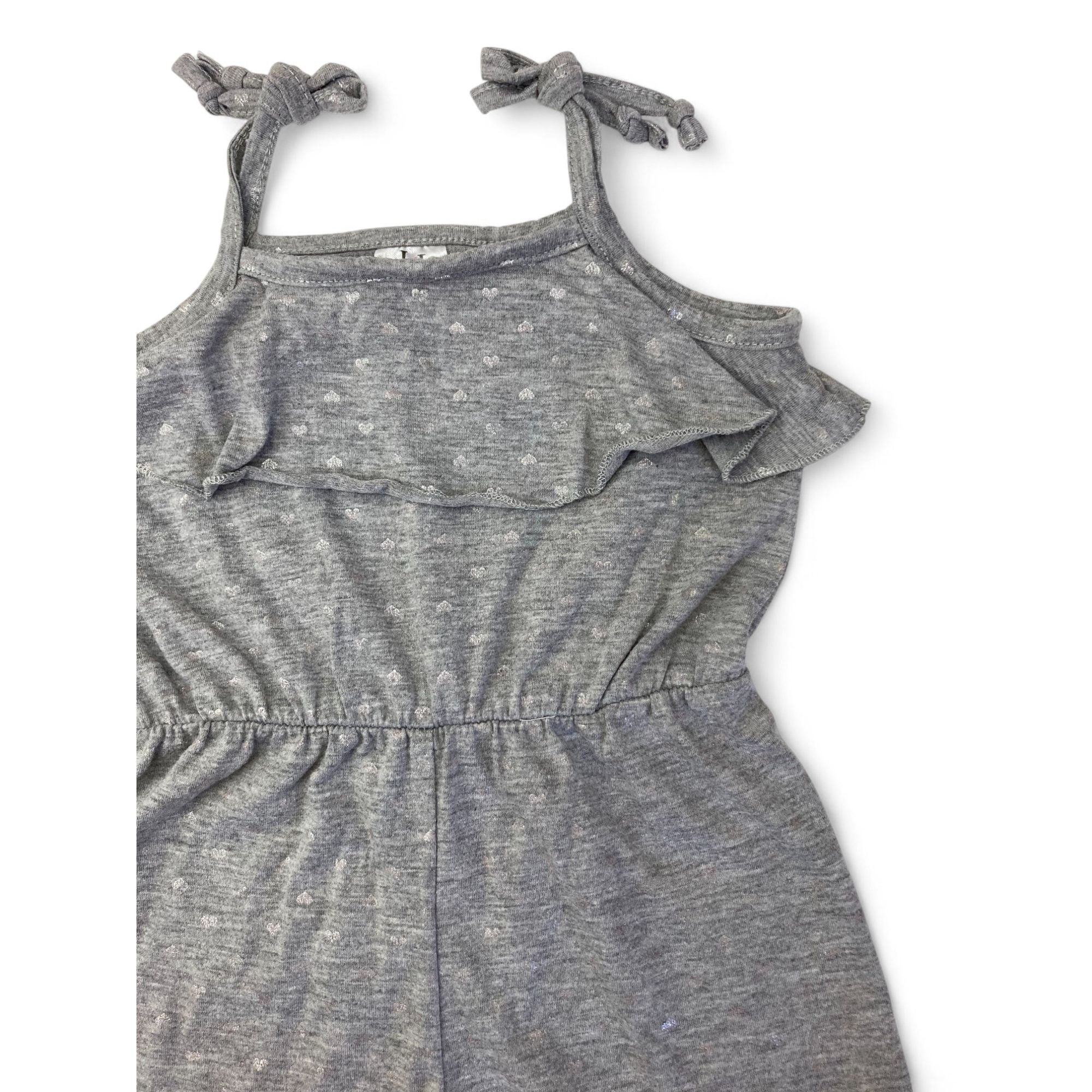 6-12M Grey & Silver Heart Playsuit - Jet