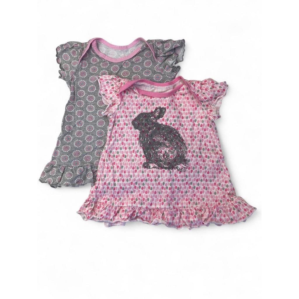 3-6M Grey & Pink Printed Drop Waist T Shirt Tunic - Woolworths