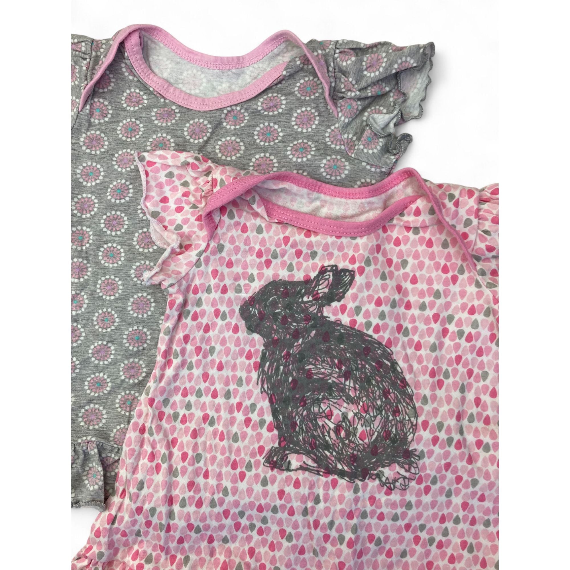 3-6M Grey & Pink Printed Drop Waist T Shirt Tunic - Woolworths